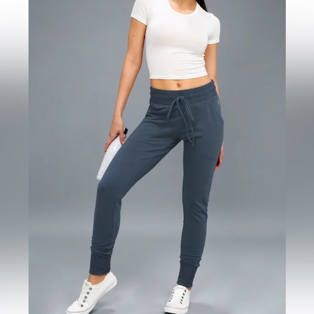 Free People Slate Gray Drawstring Track Joggers
